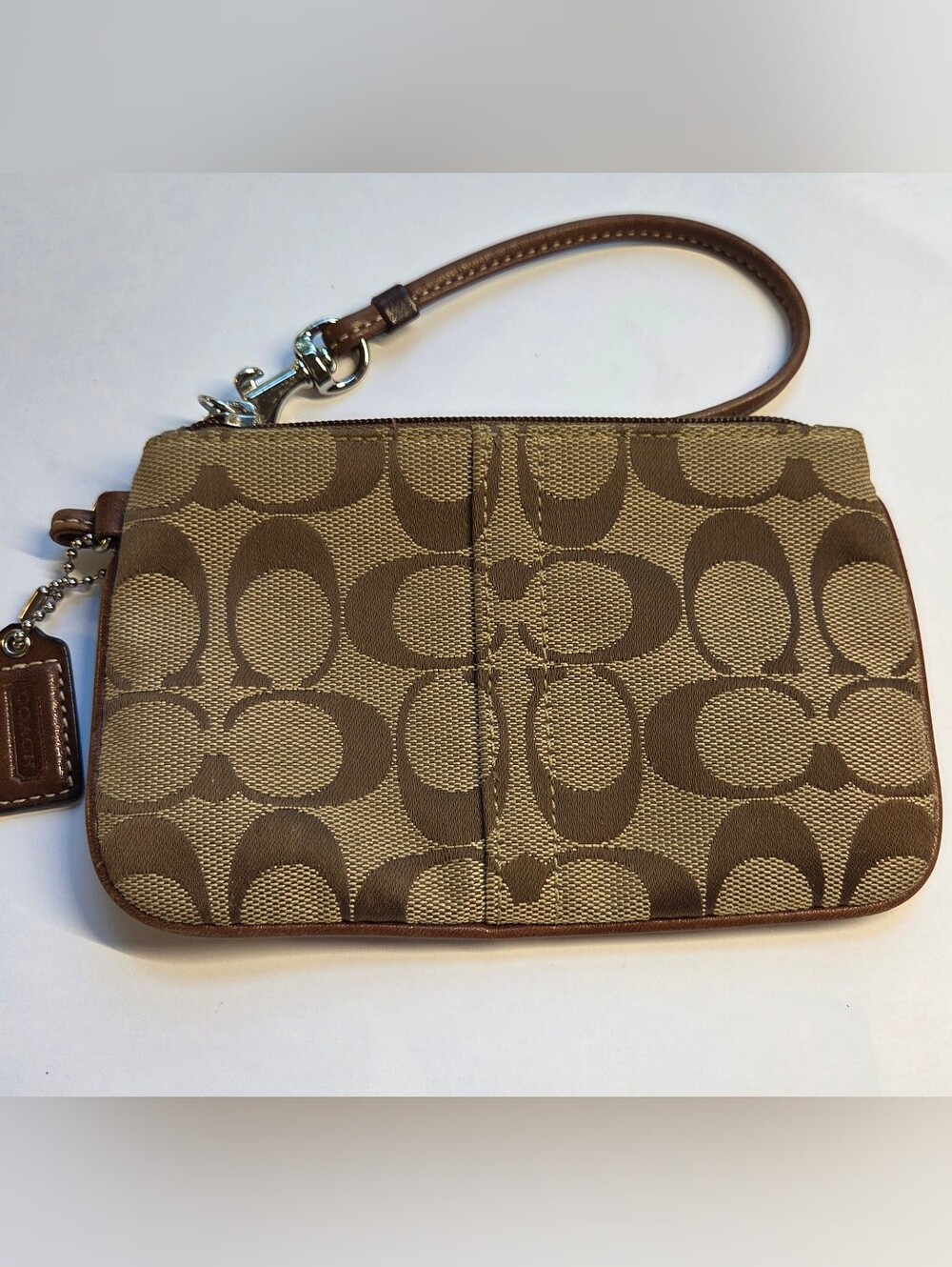 Coach Signature Canvas Brown Wristlet
